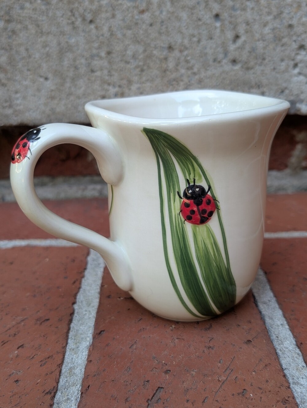 Pier 1 Hand Painted Ladybug Mug